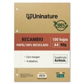 RECAMBIOS DE PAPEL A4 100H 90G 4X4MM UNINATURE