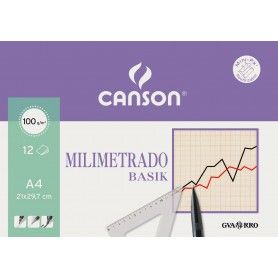 CANSON MINIPACK A4 12H MILIMETRADO BASIK 100G SEPIA
